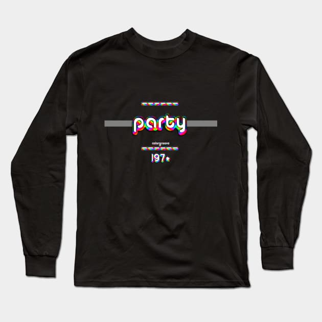 Party 1970 ColorGroove Retro-Rainbow-Tube nostalgia (wf) Long Sleeve T-Shirt by Blackout Design